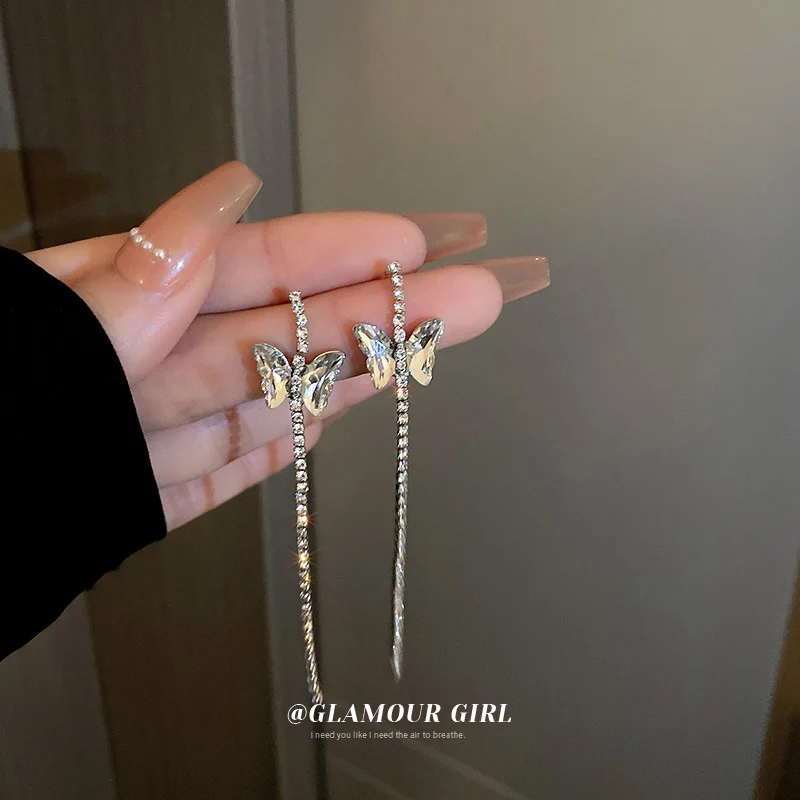 Drop Earrings Dangle Earrings Crystal Earrings Long Earrings Crystal Tassel Earrings Long Crystal Tassel Drop Earrings for Women Rhinestone Shiny Hanging Dangle Earrings Wedding Party Jewelry Gift
