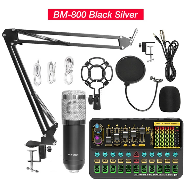 Professional Condenser Microphone BM 800 Wireless Bluetooth V10 PRO Sound Card for PC Computer Phone Karaoke Live Singing Gaming 