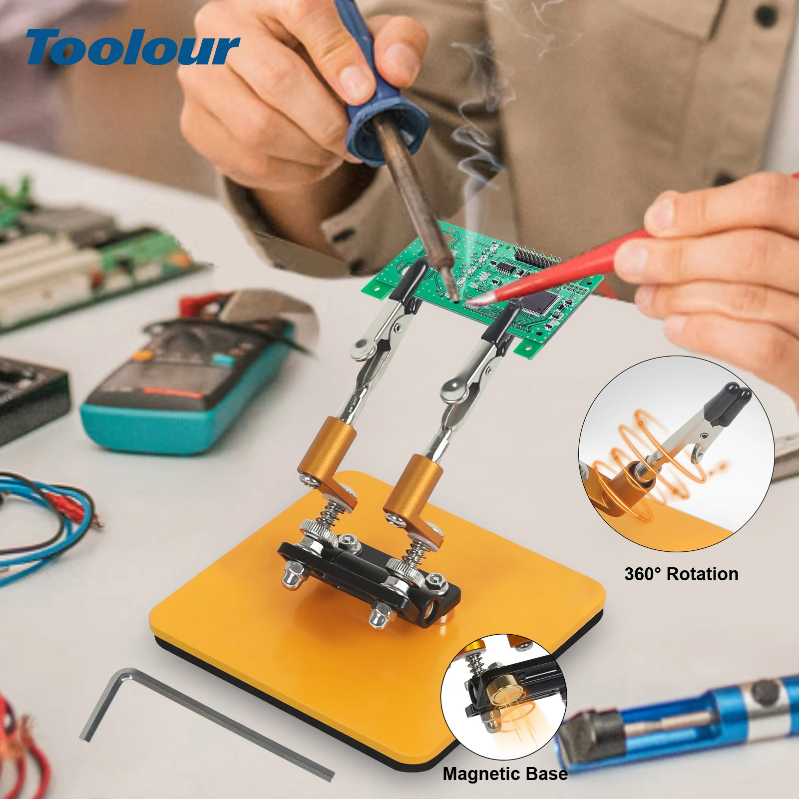 Station de soudage magnétique Toolour 4 bras flexibles 360°