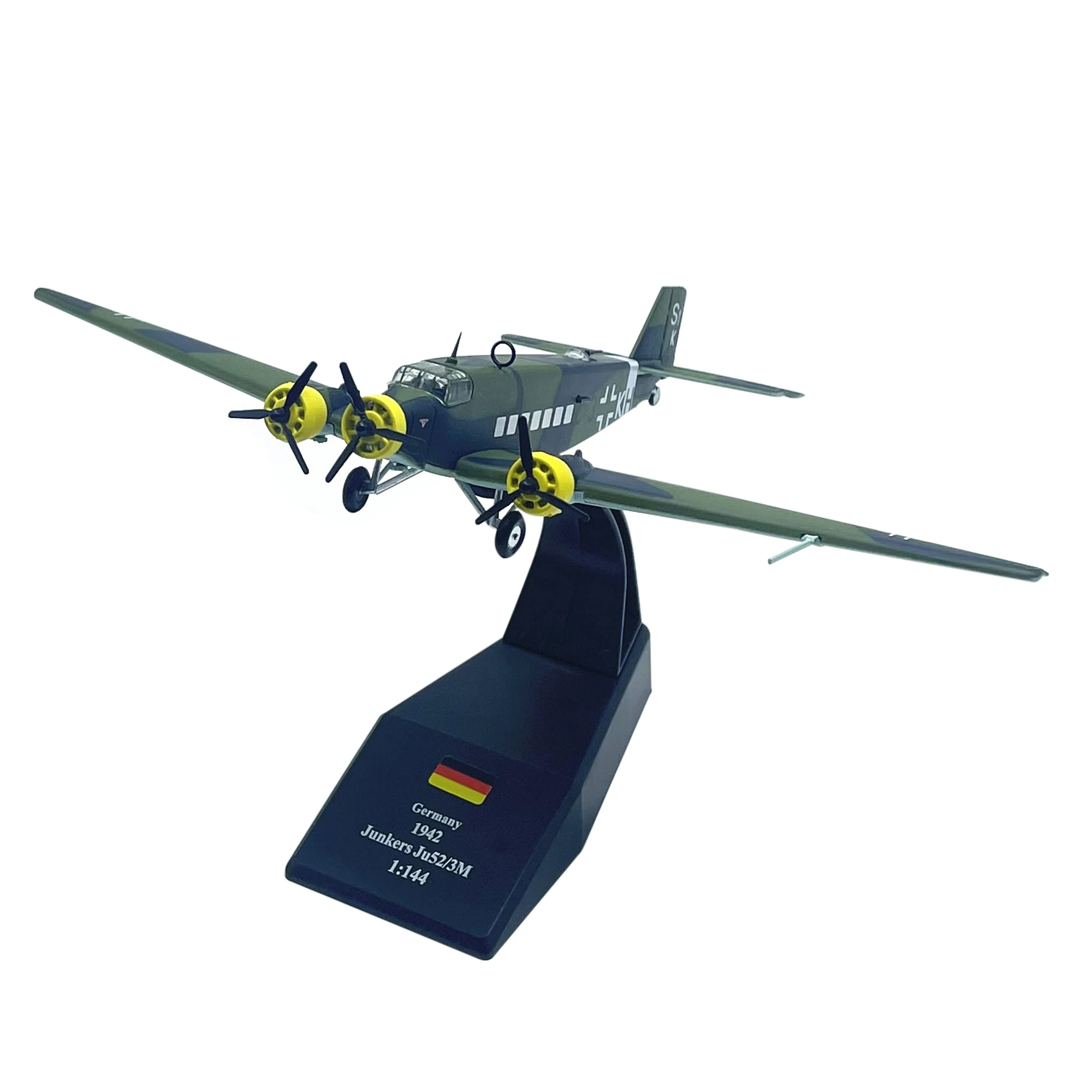 

Diecast German JU-52 Militarized Combat Transport Aircraft Alloy & Plastic Model 1:144 Scale Toy Gift Collection Simulation