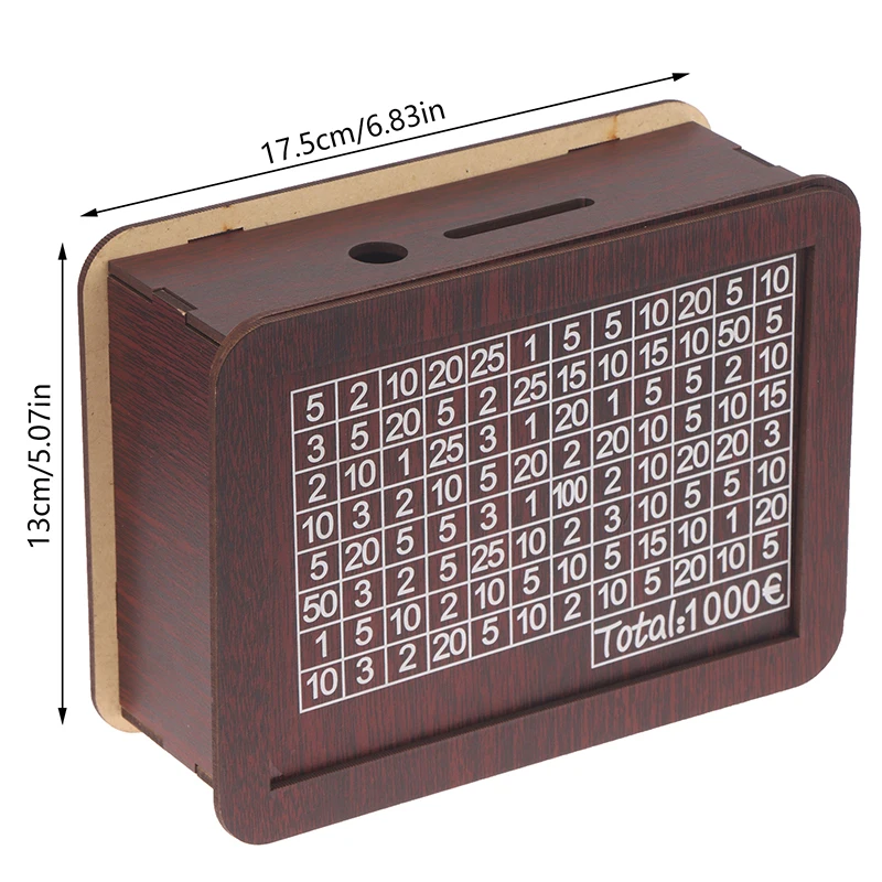 Euro Money Box Wooden Piggy Bank With Reusable Money Box With Saving Goal And Numbers Boxes 1000/3000/5000/10000 piggy bank wooden piggy bank coin bank coin holder wooden money box coin saver cash box