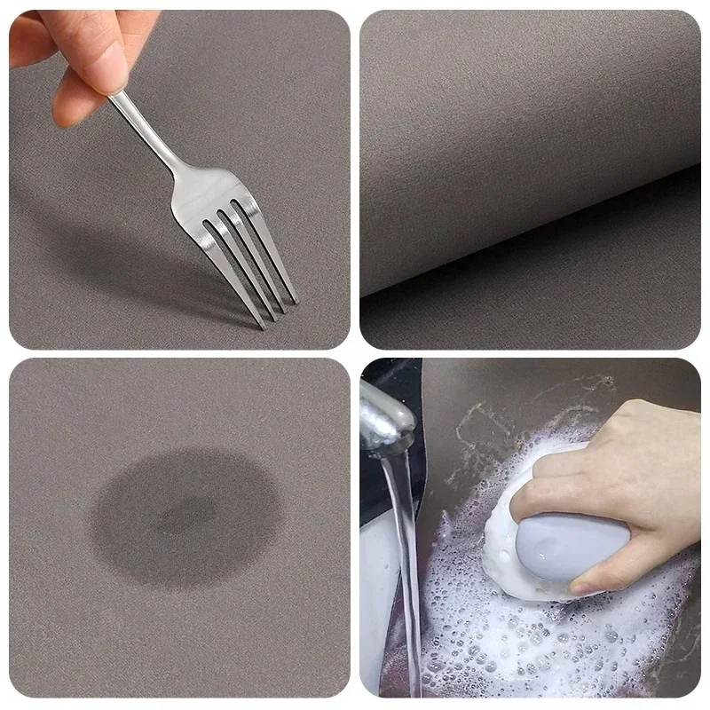 Nappa Skin Faucet Splash Catcher Absorbent Mat Printed Sink Splash Guard Countertop Protector Drying Pads for Kitchen Bathroom