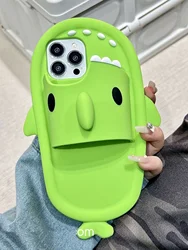 3D Shark Green Slippers Silicone Phone Case with Bracelet - IphoneXS Max (Verde)