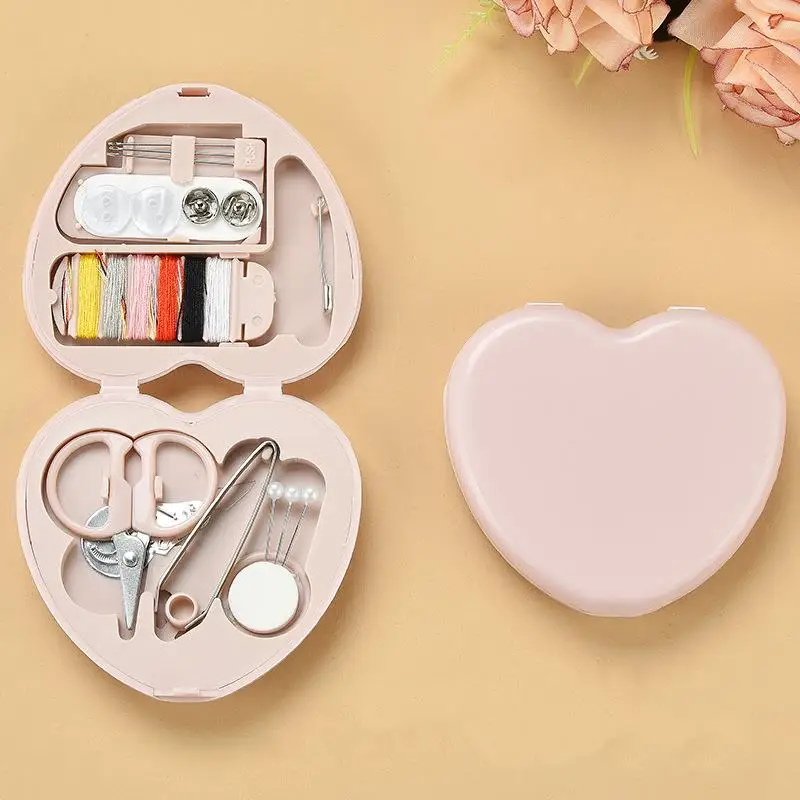 1Set Mini Sewing Kit Buttons Pins Storage Boxes Household Portable Travel  Scissor Thimble Needle Threads Box DIY Sewing Tool