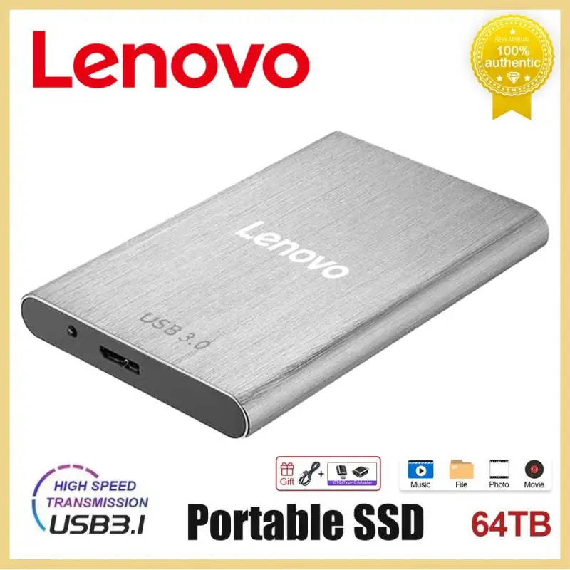 레노버 SSD 외장 하드 디스크, USB 3.1 외장 하드 드라이브, 대용량 저장, 휴대용 SSD 데스크탑 노트북 Ps4 Ps5, 64TB, 16TB, 8TB, 4TB