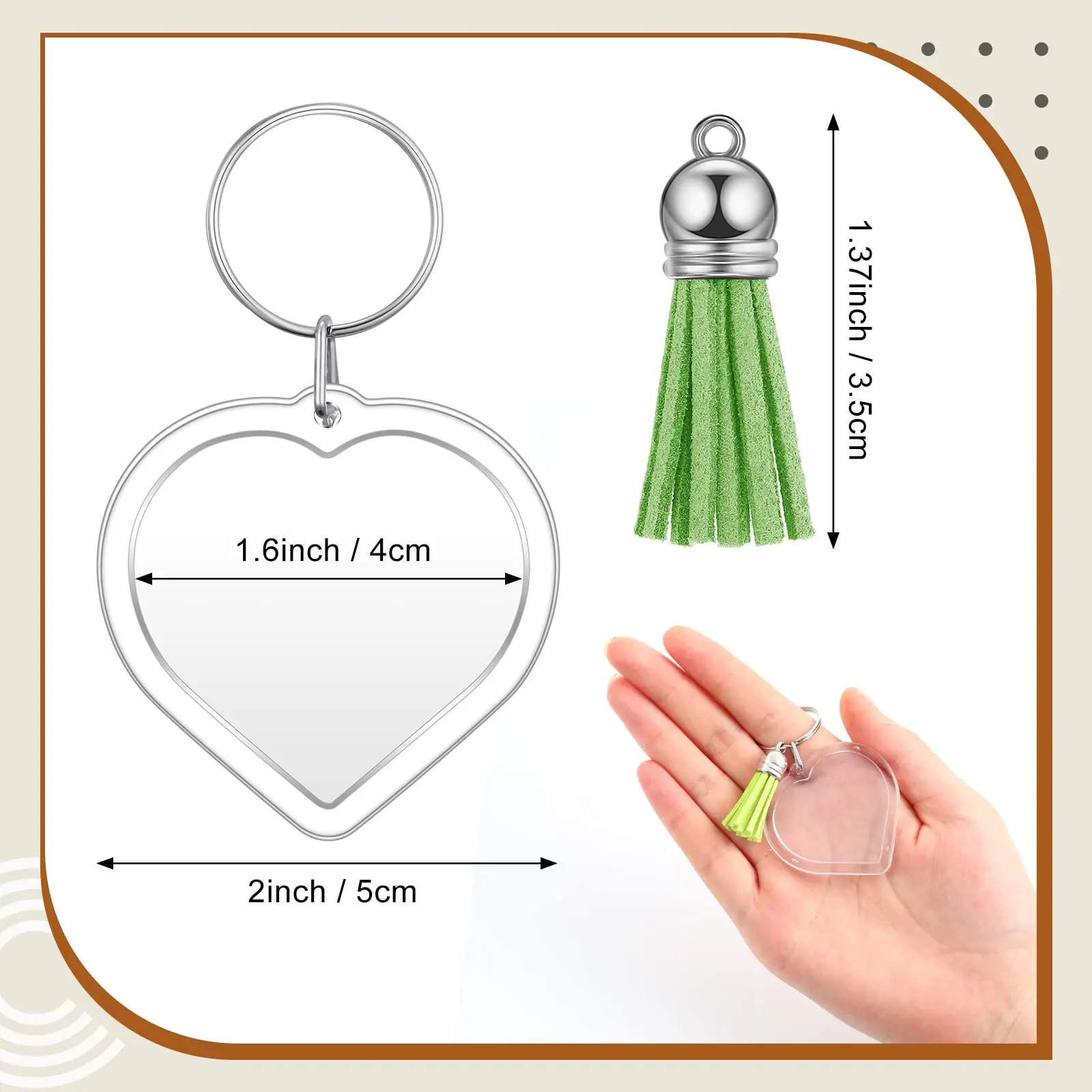 Kit 100 Portachiavi Con Cornice Per Foto Trasparente – Rettangolari 4,2×5,7 Cm Per Progetti Fai-da-te E Ricordi