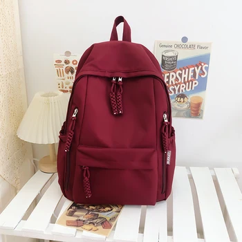 Solid Color Large Capacity Twist Rope Zipper Simple School Bag Backpack 2024 Hot Sale Bags for Girls and Boys Mochilas Escolares 1