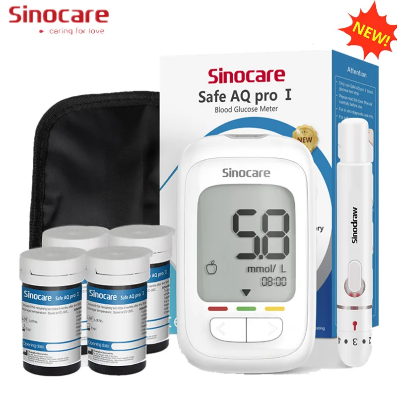 Blood Glucose Monitor Sinocare Safe AQ pro Ⅰ Glucometer Kit Diabetes Tester 50/100 Test Strips Lancets