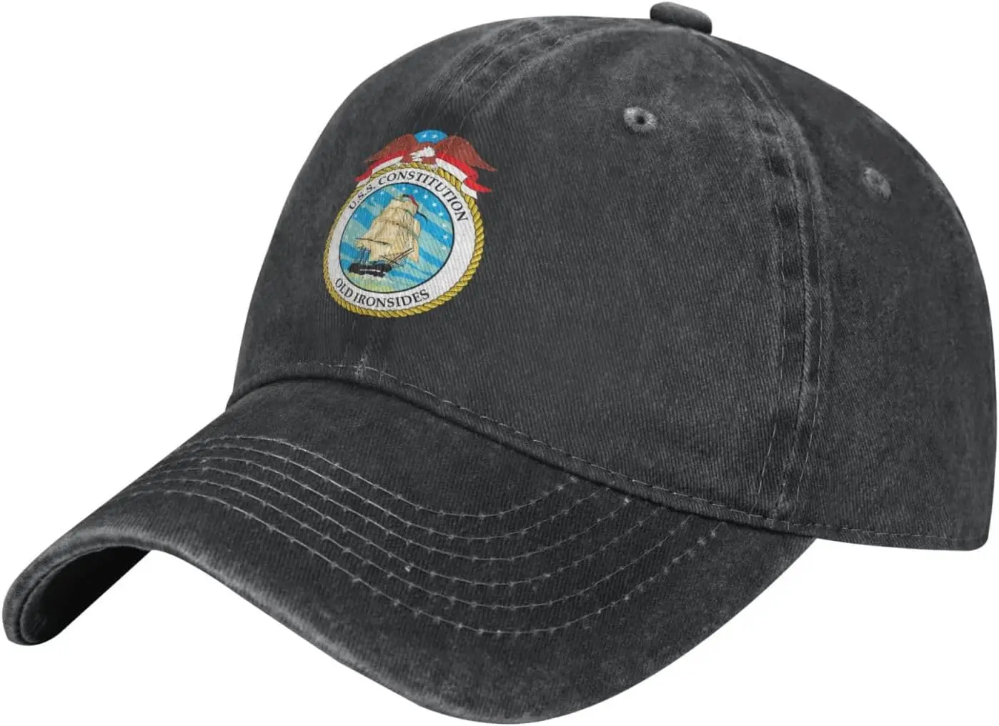 

US Navy USS Constitution Old Ironsides Trucker Hat-Baseball Cap Washed Cotton Dad Hats Navy Military Caps