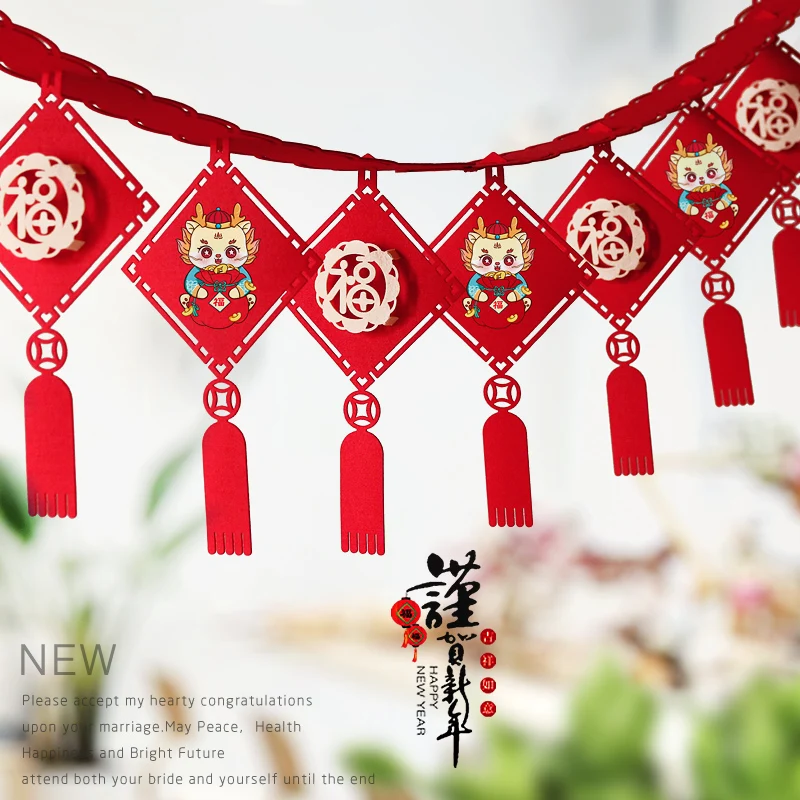 

DIY Китайский новогодний Потолочный декор, весенний фестиваль, подвесное украшение, баннер, аксессуары для дома, магазинов, ресторанов
