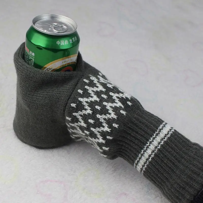 Beer Mitten Gloves Winter Warm Knitted Stretch Full Finger For Outdoor Camping Picnic Low Temperature Weather