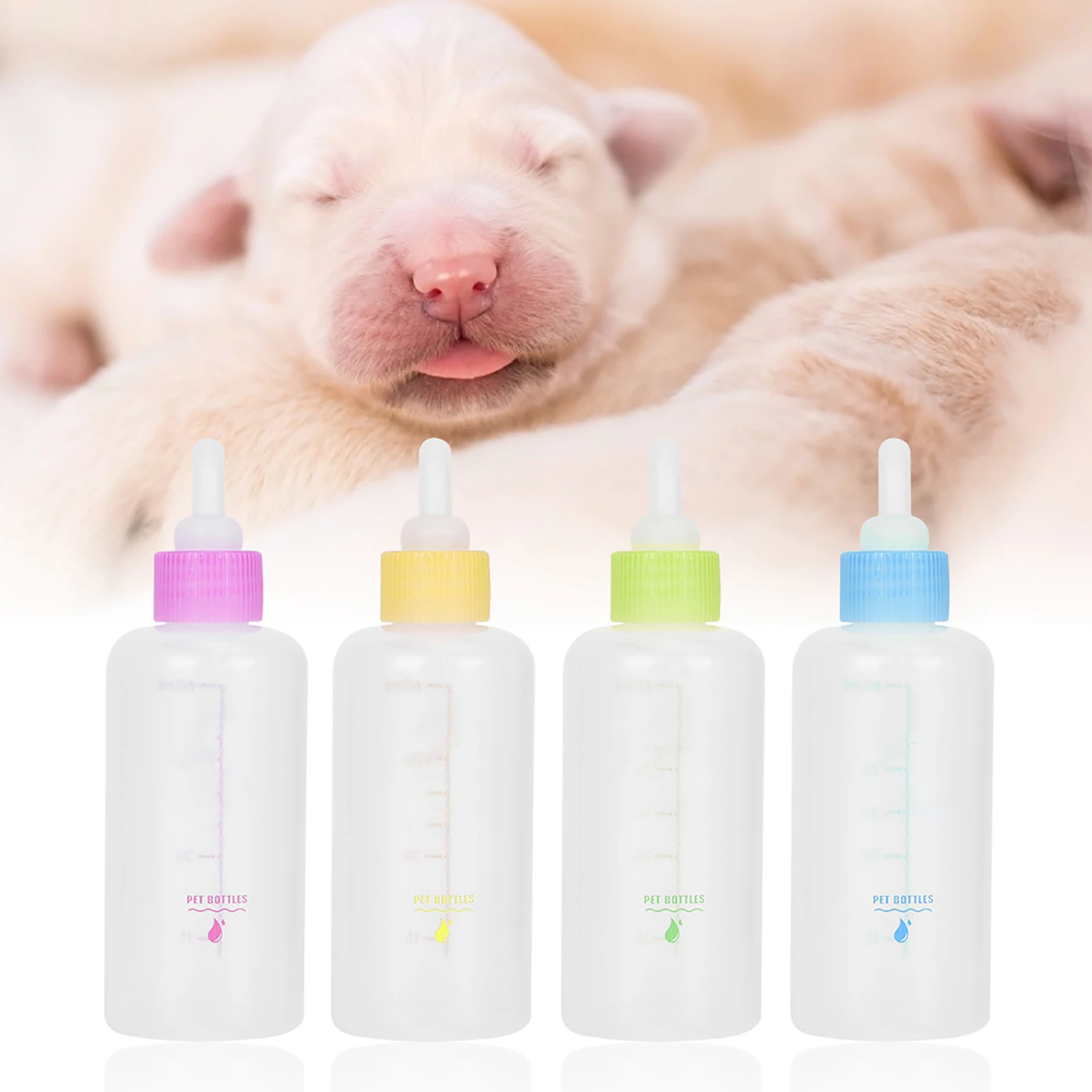 Botella Alimentación 60ml 150ml Biberón Para Cachorros Y Gatitos - Kit Con Botellas 60ml Y 150ml De Silicona Biberon Gatos Lactantes