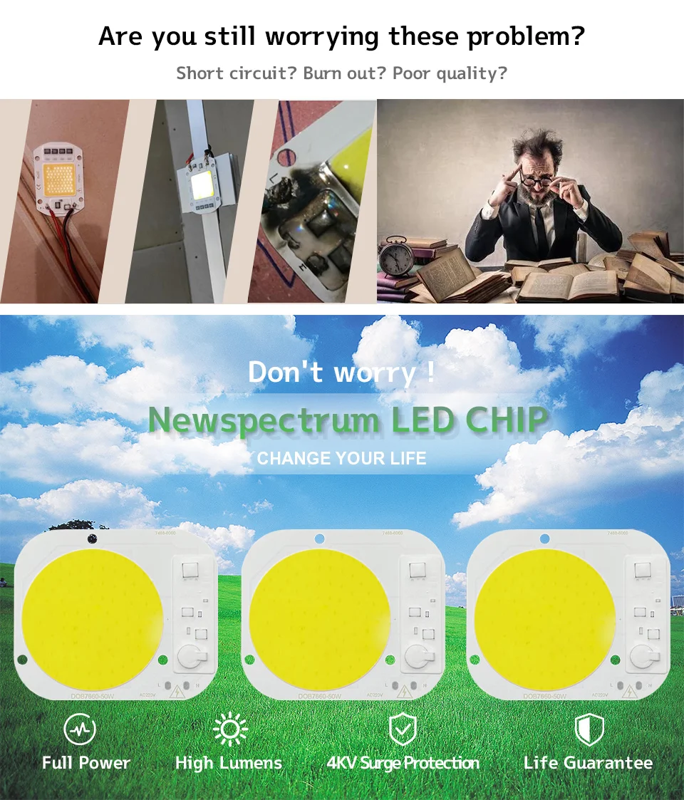 Description Picture 3 of itemLED Chip COB Driveless 50W AC 220V Round Φ60mm Flip Lamp Beads Driverless Smart IC Bulb Lampada For DIY Floodlight Spotlight