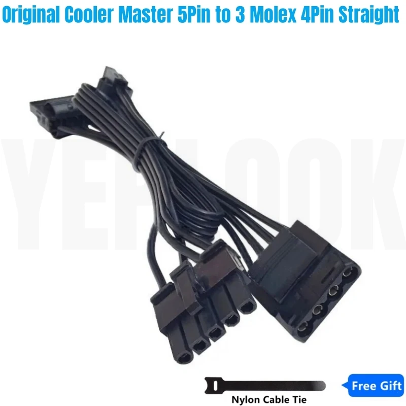 Original Cooler Master 5Pin to 3 Molex IDE 4Pin PATA Case Fan Power Cable for Cooler Master V750 V850 V1000 V1300 Modular Power