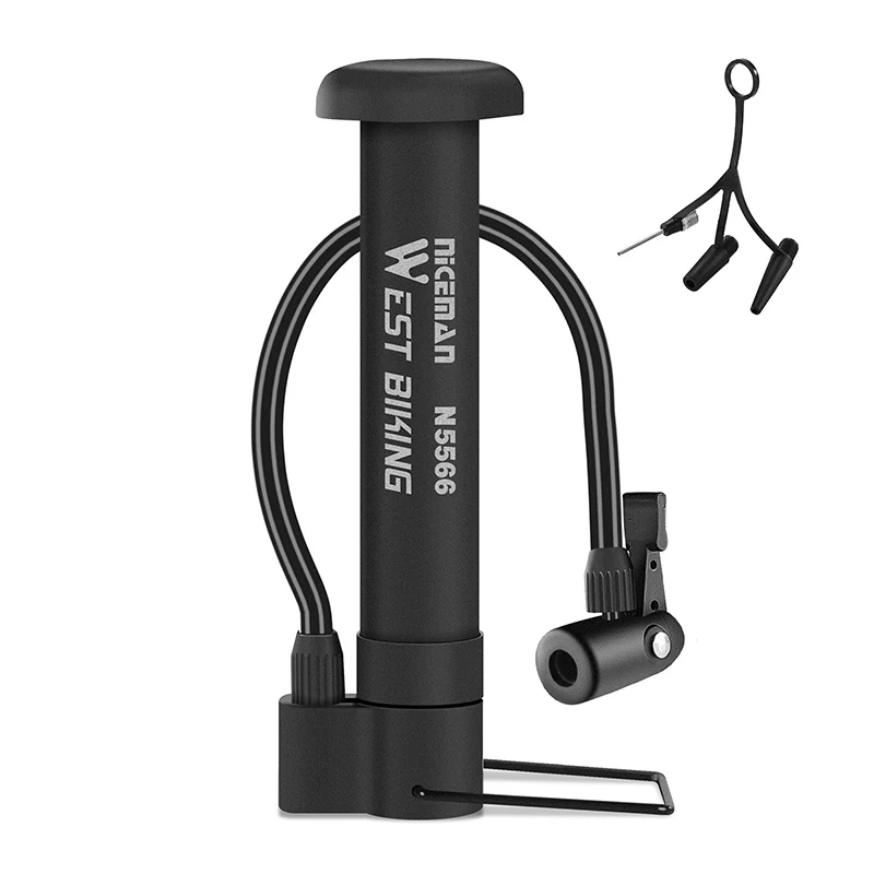 Portable Mini Bike Floor Pump with Schrader Valve - Compact Air Inflator