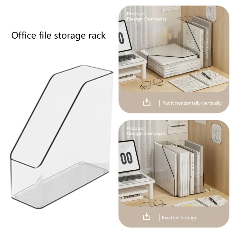 Organizer da Scrivania in Acrilico Trasparente Minimalista, Porta Documenti e Riviste a Singola Fessura, Scaffale per Archiviazione da Ufficio - immagine 5