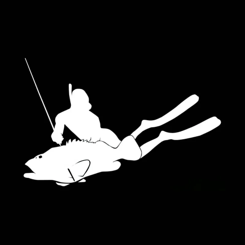 

Personality Spearfishing Spear FISH Fishing Diver Fun Vinyl Car Sticker Decals Black Silver Waterproof Accessories C11-0092