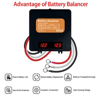 Équilibreur de batterie solaire 2x12V, système d'égaliseur avec affichage LED pour batterie au Lithium GEL Lifepo4 24V 48V 60V 72V 96V 3