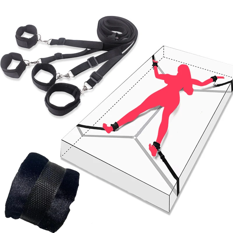 Sex Toys for Couples With Handcuffs BDSM Sex Slave Bed Restraint Ankle Cuff Set SM Bondage Bed Strap Soft Cuff System Sex Shop