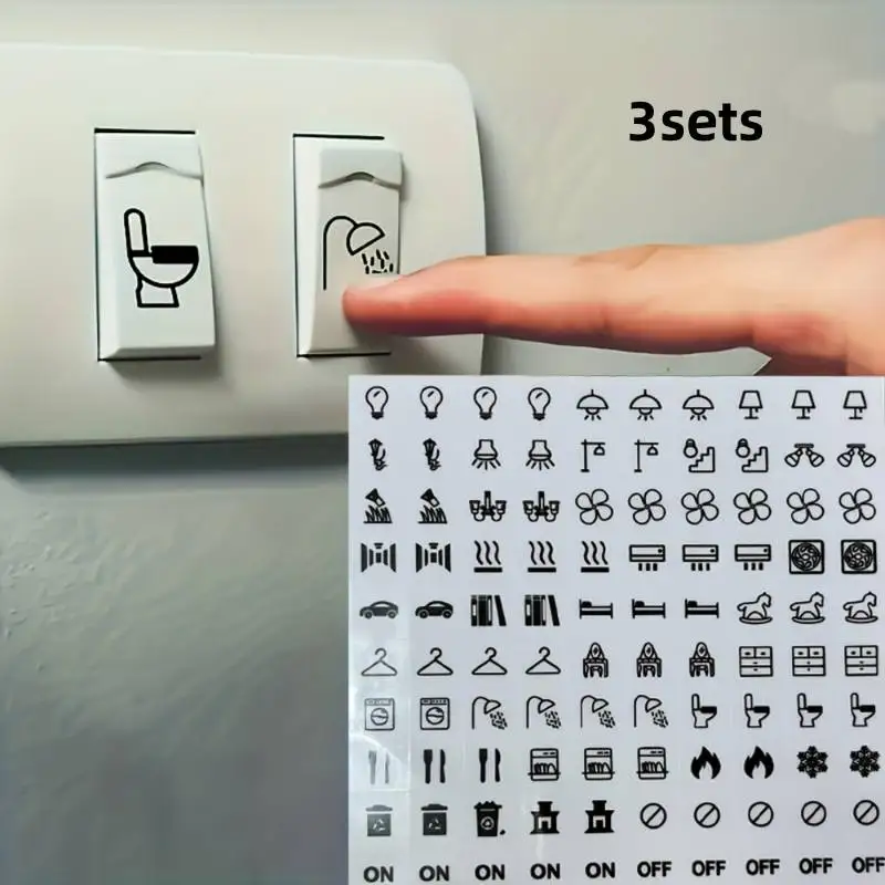 3 set di etichette adesive trasparenti per interruttori della luce trasparenti Etichette per pannelli interruttori impermeabili per la cucina della camera da letto dell'ufficio domestico