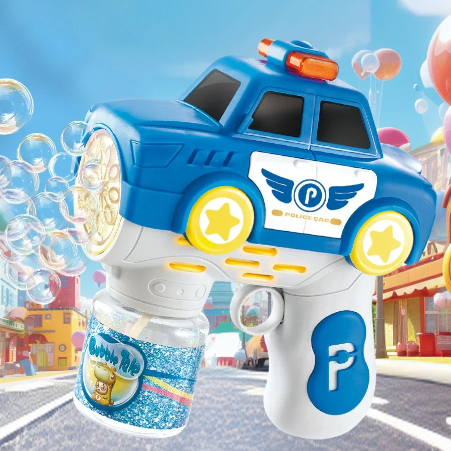Electric Bubble Machine Blowing Fire Truck Bubble Gun Launcher Handheld Portable Automatic Light Sound Party Birthday Gift Toy