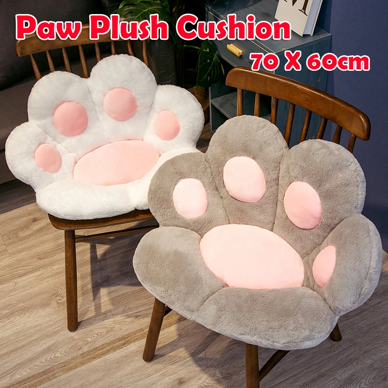 

70 X 60cm Cute Thicken Warm Paw Plush Cushion for Autumn and Winter Rainbow Cat Claw Seat Cushion Indoor Pink Chair Decor Gift