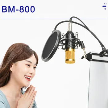 Freeboss BM-800 키트 플라스틱 쇼크 마운트 암 스탠드, 3.5 플러그, 스튜디오 보컬 녹음, 방송 컴퓨터 PC 콘덴서 마이크