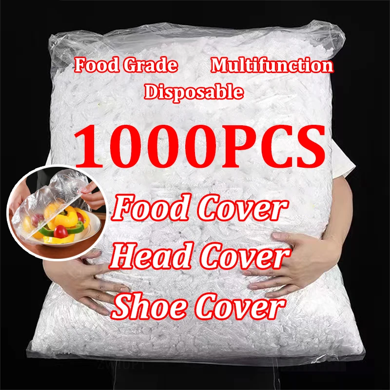 Disposable Food Cover Elastic Plastic Wrap Food Grade Lids Shoe Cover Shower Headgear Bowls Caps Fresh Saver Bag Dust