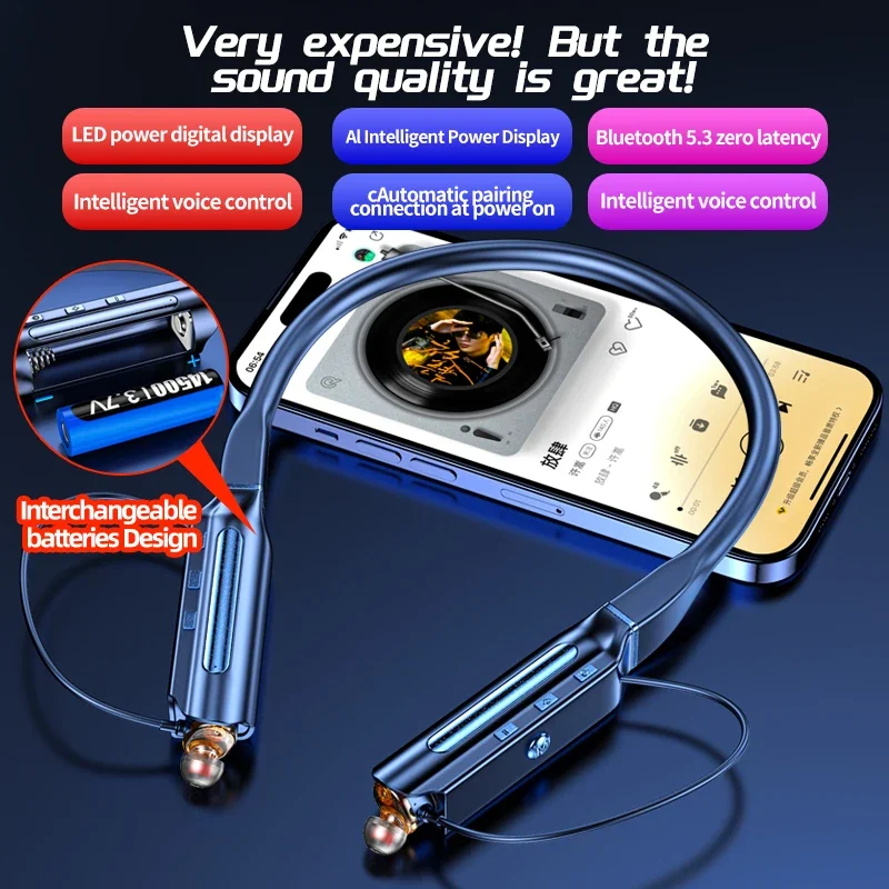 4speakers 1000Hours Playback Wireless Headphones Bluetooth Earphones Noise Reduction Earbuds Power Bank