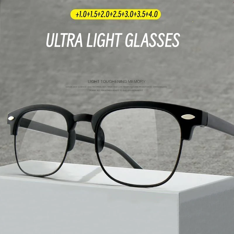 New Fashion High Definition Presbyopia Glasses Men's Business Half Frame Reading Glasses Unisex Anti-fatigue Hyperopia Eyewear