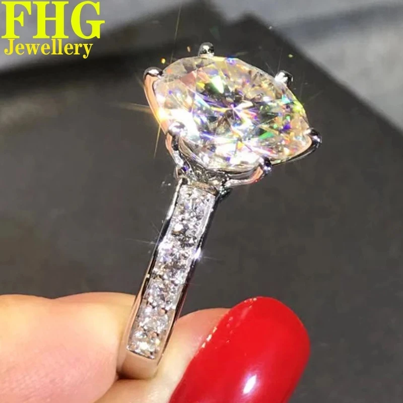 

6 7 8 9 10Carat Solid Au375 9K White Gold Ring DVVS1 Moissanite Diamonds Ring Round Shape Wedding Party Engagement birthday