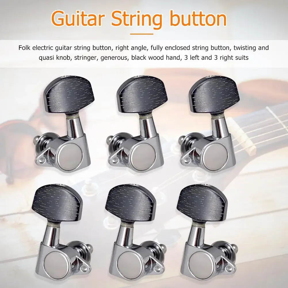 6Pcs/Set Guitar String Tuning Pegs Electric Guitar Machine Heads Tuners Silver Color 3L 3R Replacement Guitar Accessories