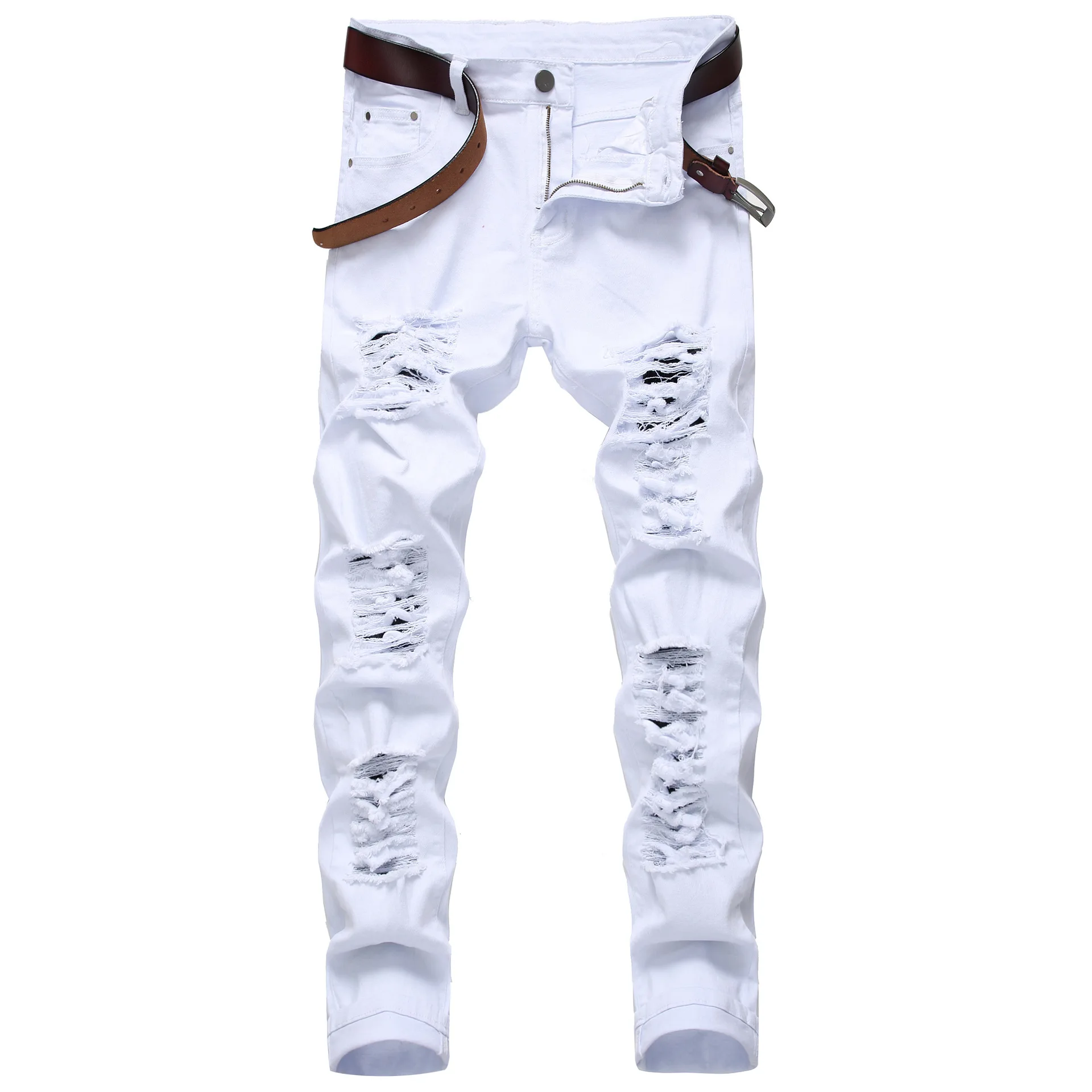 Men's Ruined Hole Denim Jeans Hip Hop High Street Trousers Ripped Pants Large Size ripped jeans,ripped patchwork jeans
