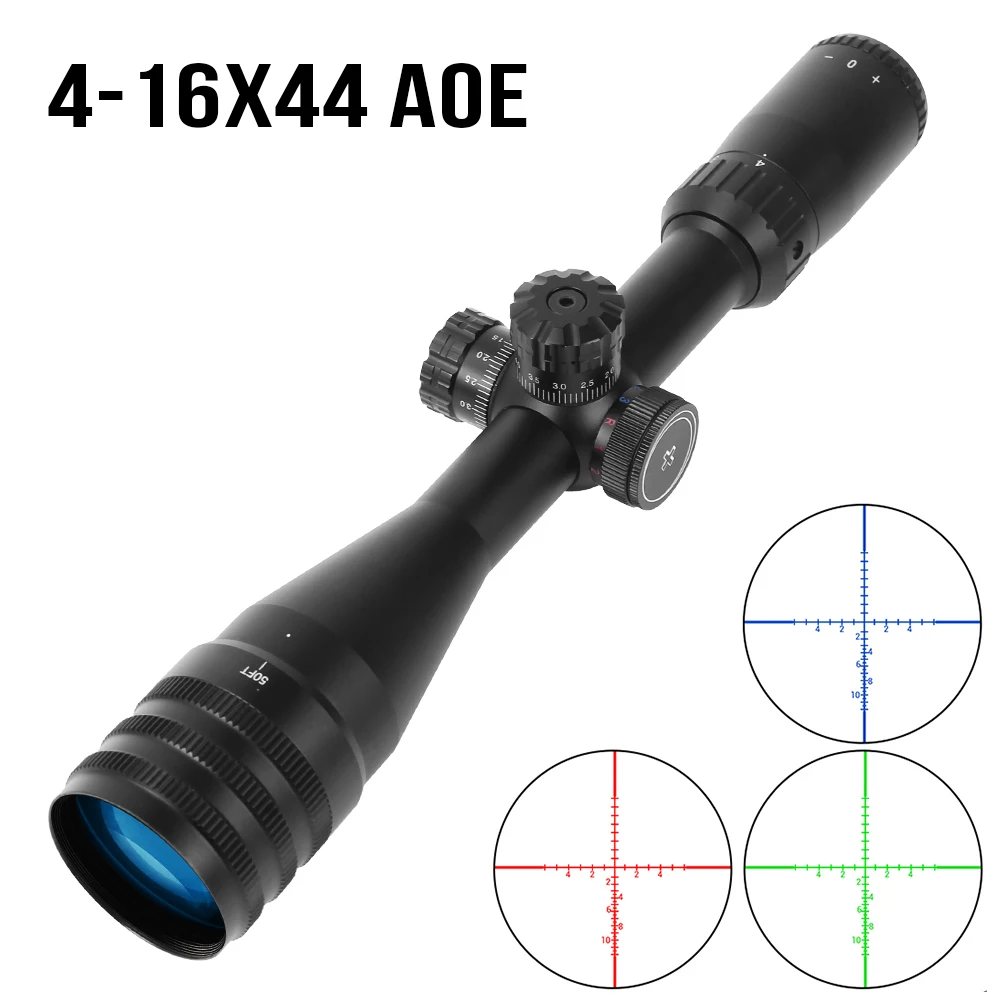 

4-16x44AOE Tactical Riflescope Optic Sight Green Red Blue Illuminated Hunting Scopes Rifle Scope Sniper Airsoft Scope Sight