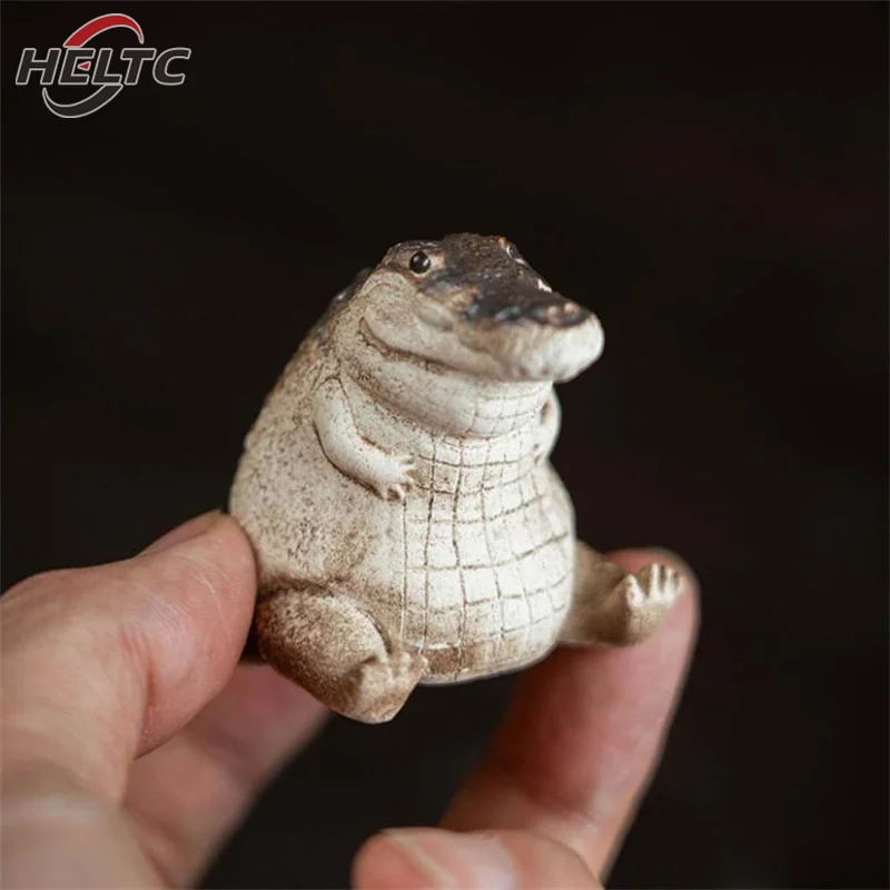Tea Pet Ornaments 1pcs Tea Pet Purple Clay Handmade Crocodile