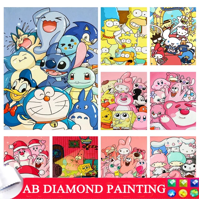 Colorful SpongeBob Cartoon - 5D Diamond Painting - DiamondByNumbers - Diamond  Painting art