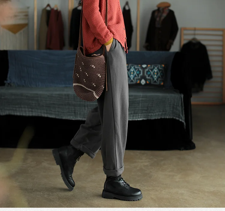black capri pants All-match 2 Color Elastic Waist Wide Leg Pants 2022 Spring Winter New Loose Comfortable Women Full Length Pant FT838 carhartt pants