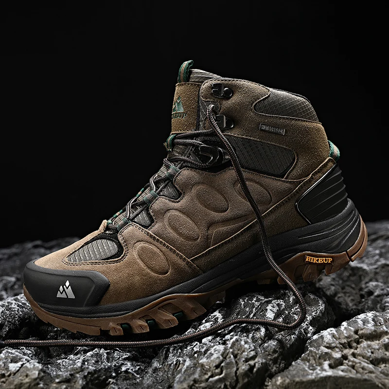 HIKEUP High-Top Männer Wanderschuhe Winter Outdoor Schuhe Schnüren Rutschfeste Sport Casual Trekking Stiefel Mann Wildleder warme Schuhe – Detail 16