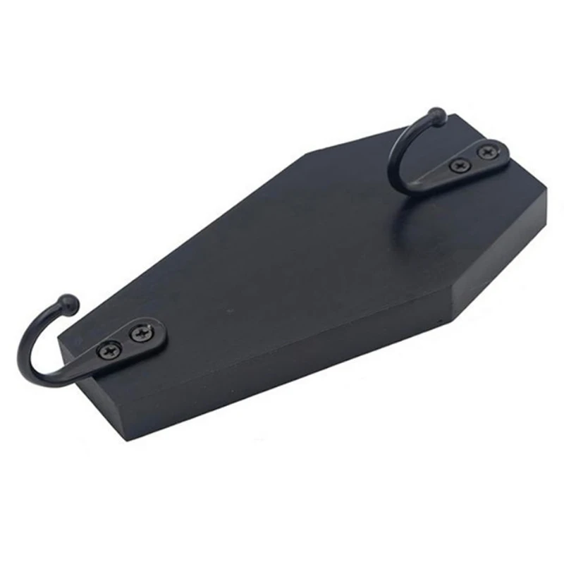 Halloween Coffin Wall Hanging, Coffin Wall Hook For Keys For Wall - Rustic Black Wooden Hanger For Keys, Mugs, Purse 2