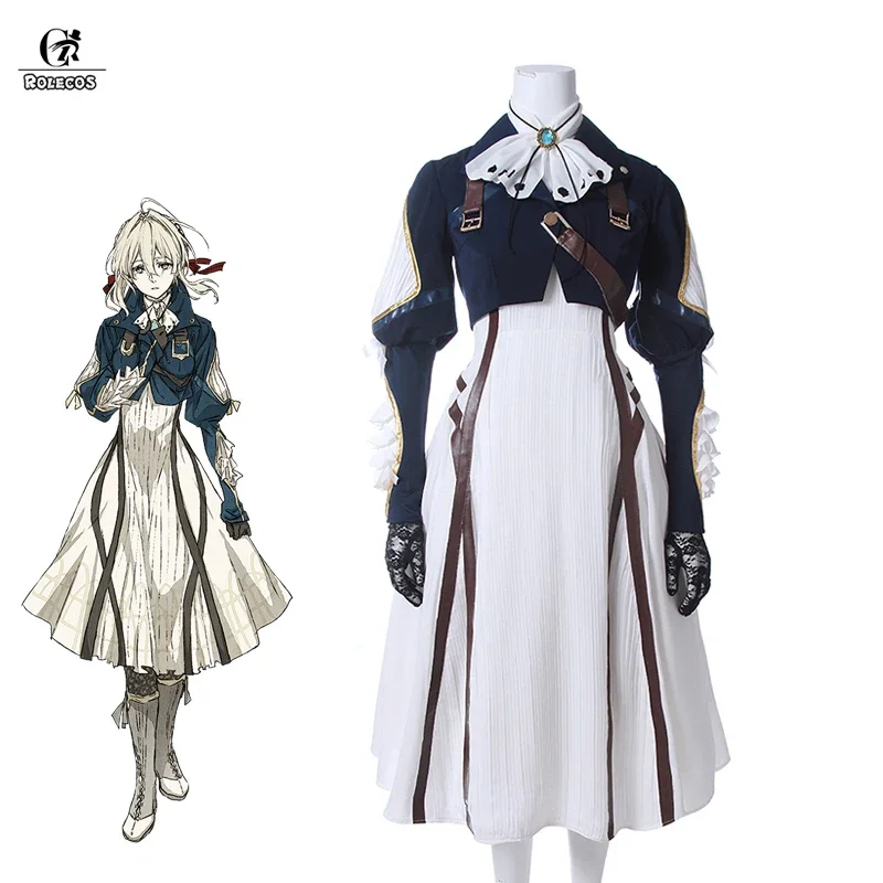 

ROLECOS Violet Evergarden Cosplay Costume Anime Violet Evergarden Costume for Women Halloween (Top Dress Gloves) Size S-3XL