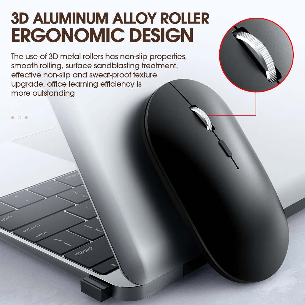 Wireless bluetooth Mouse Silent Rechargeable Mice Wireless mouse for Laptop Computer Desktop PC MacBook Mac IPad IPhone Tablet
