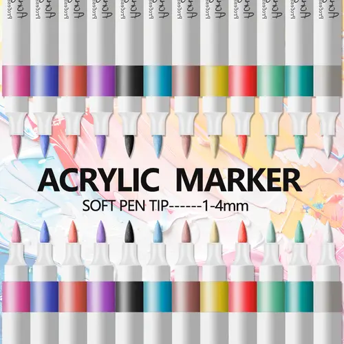 12/24 Colors Soft Headed Different Color Acrylic Marker Pen, Color Art Graffiti Pen, Waterproof, Opaque, Water-Based Soft Headed - Image 4