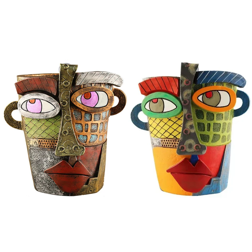 Unique Abstract Face Flower Pot Head Planter