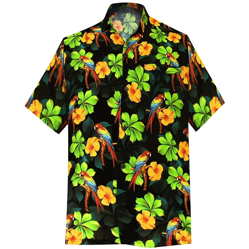 thumbnail image 1 of Camisa elegante de playa para hombre con estampado 3D, manga corta, botones de verano, vacaciones, estilo tropical, Aloha, 1 of 5