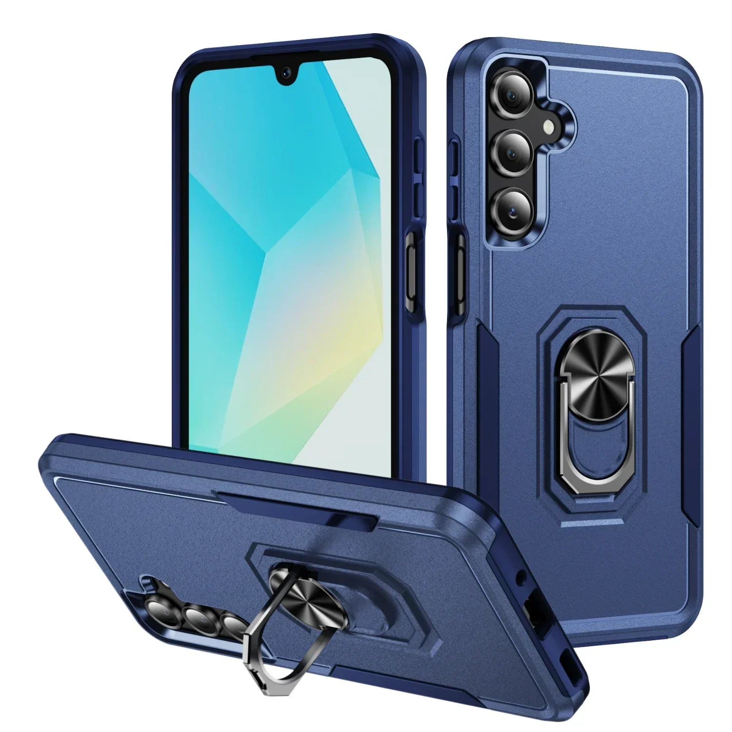 Durable Metal Ring Holder Phone Case with TPU Frame and Plastic Back Cover