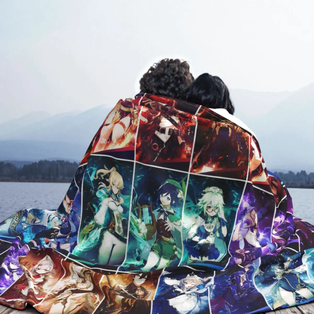 Game Genshin Impact Plaid Blankets Sofa Cover Fleece Spring Autumn Anime Warm Throw Blanket for Sofa Car Plush Thin Quilt