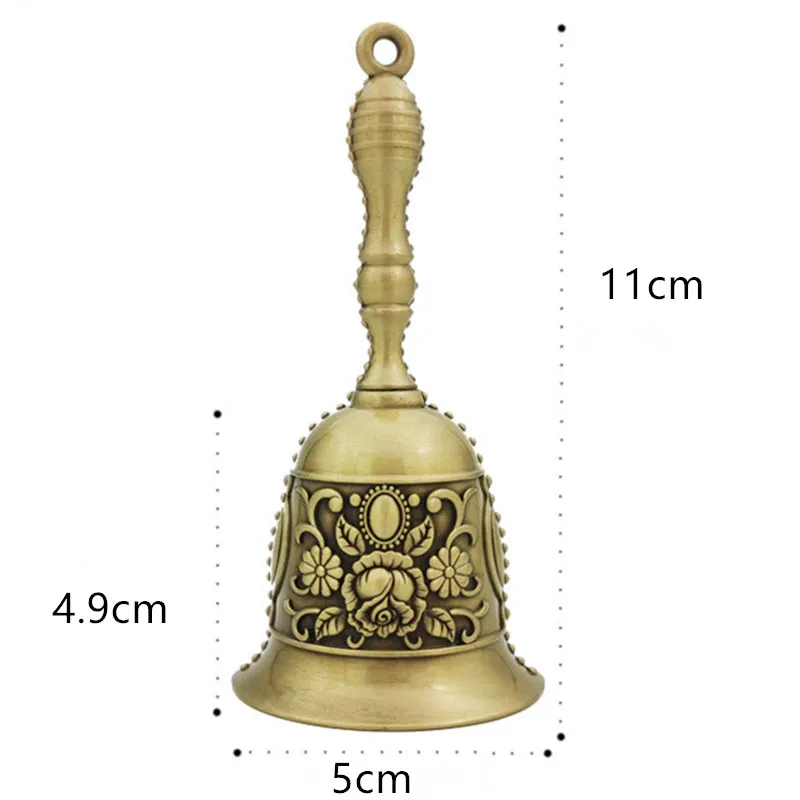 1PC Retro Metalen Tone European Style Hand Bell Craft Decoratie Alarm Bell Handicraft Christmas Bell Wind Bell Christmas Craft