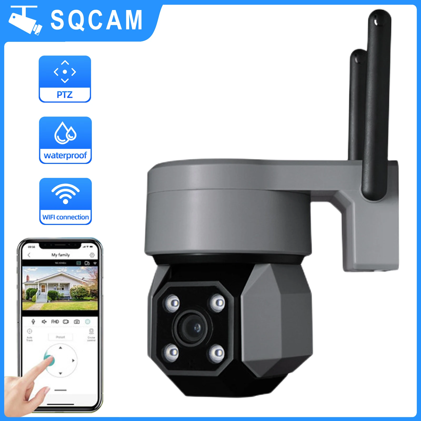 

SQCAM Tuya camera 5MP IP tuya smart camera outdoor wifi surveillance camera IP65 waterproof 360°security protection night vision