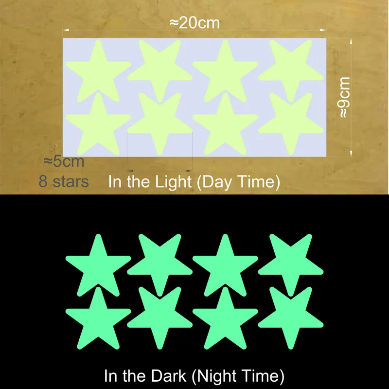 Vibrant Glowing Star Stickers for Kids' Rooms - Ceiling & Wall Decor