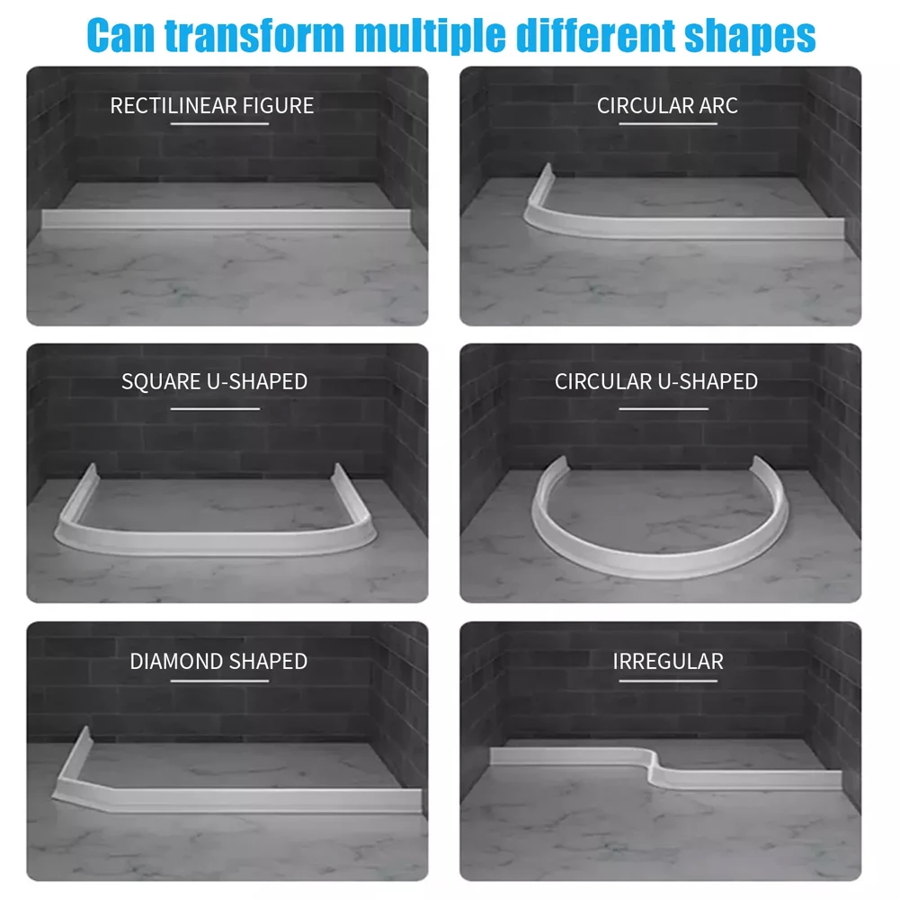 Description Picture 5 of itemBathroom Shower Water Stopper Rubber Retaining Strips Dry And Wet Separation For Shower Floors Trays Kitchen Sinks Doors